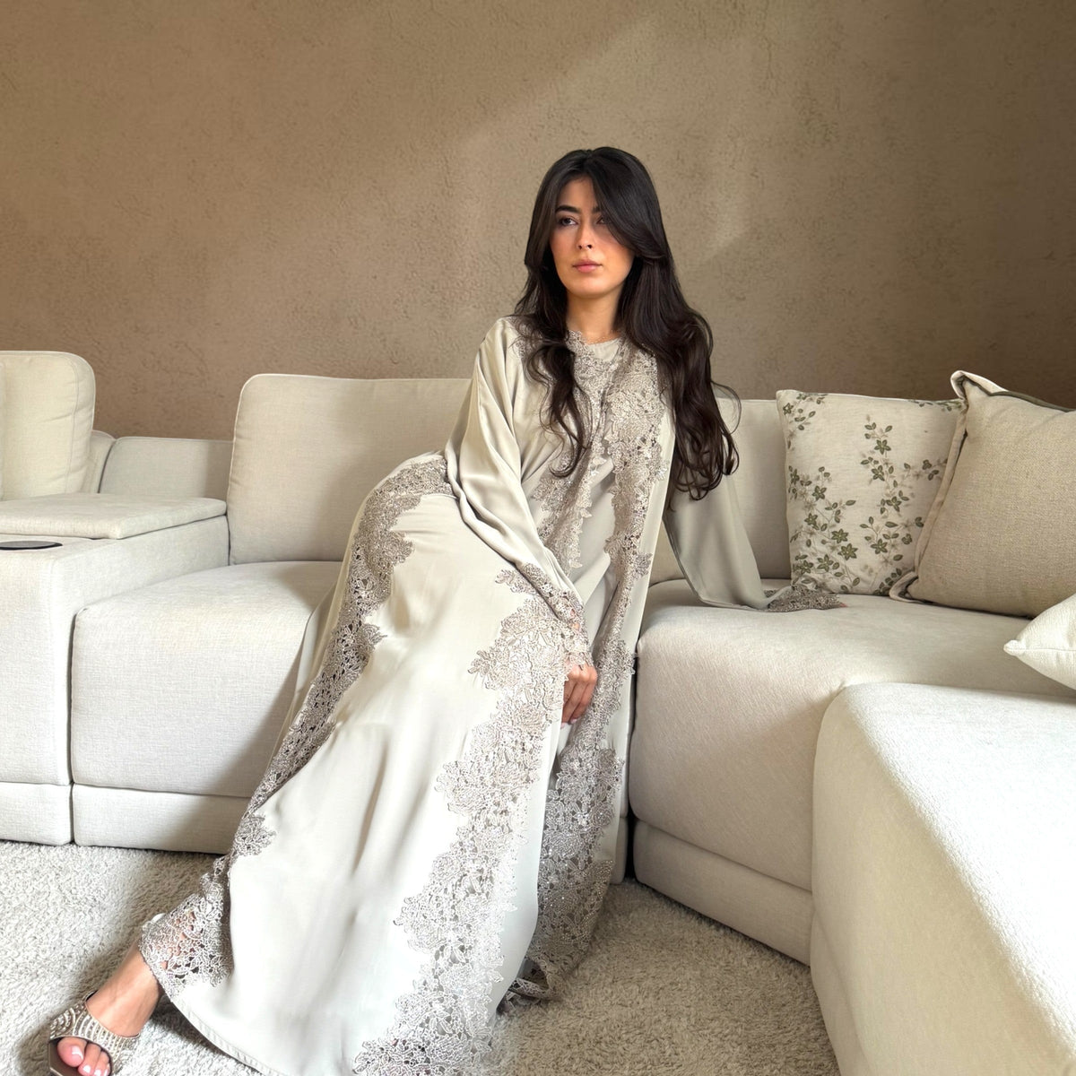 Sage Green Lace Abaya
